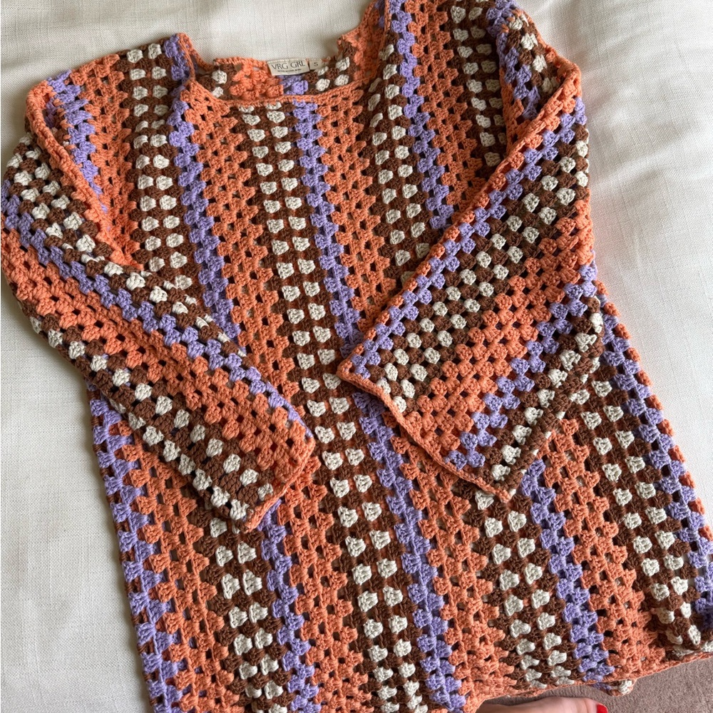 VRG Girl Orange and Purple Crochet Mini Dress